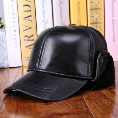 Leather Hat Middle-aged Elderly Men's Warm Winter Thickened Baseball Cap Sheep Skin Wool Winter Cap for Elderly