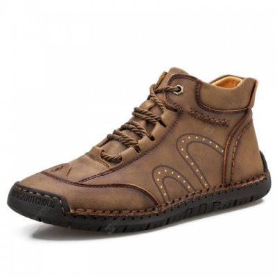 Men's Casual Leather Shoes Fashion Men's Handmade Lace-up Shoes