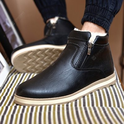 Male Plus Velvet Warm Winter Boots Casual Simple Stylish Shoes Zipper